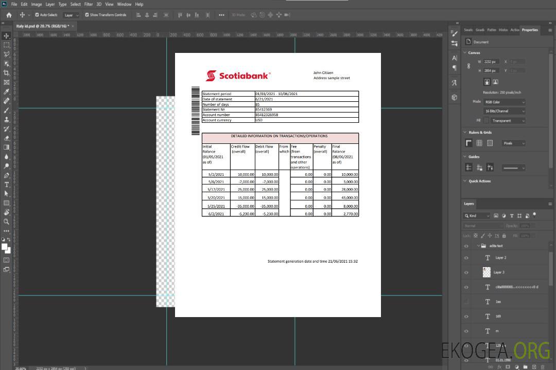 Modèle de relevé bancaire de la Banque Scotia de Hong Kong facile à remplir au format Excel et PDF template